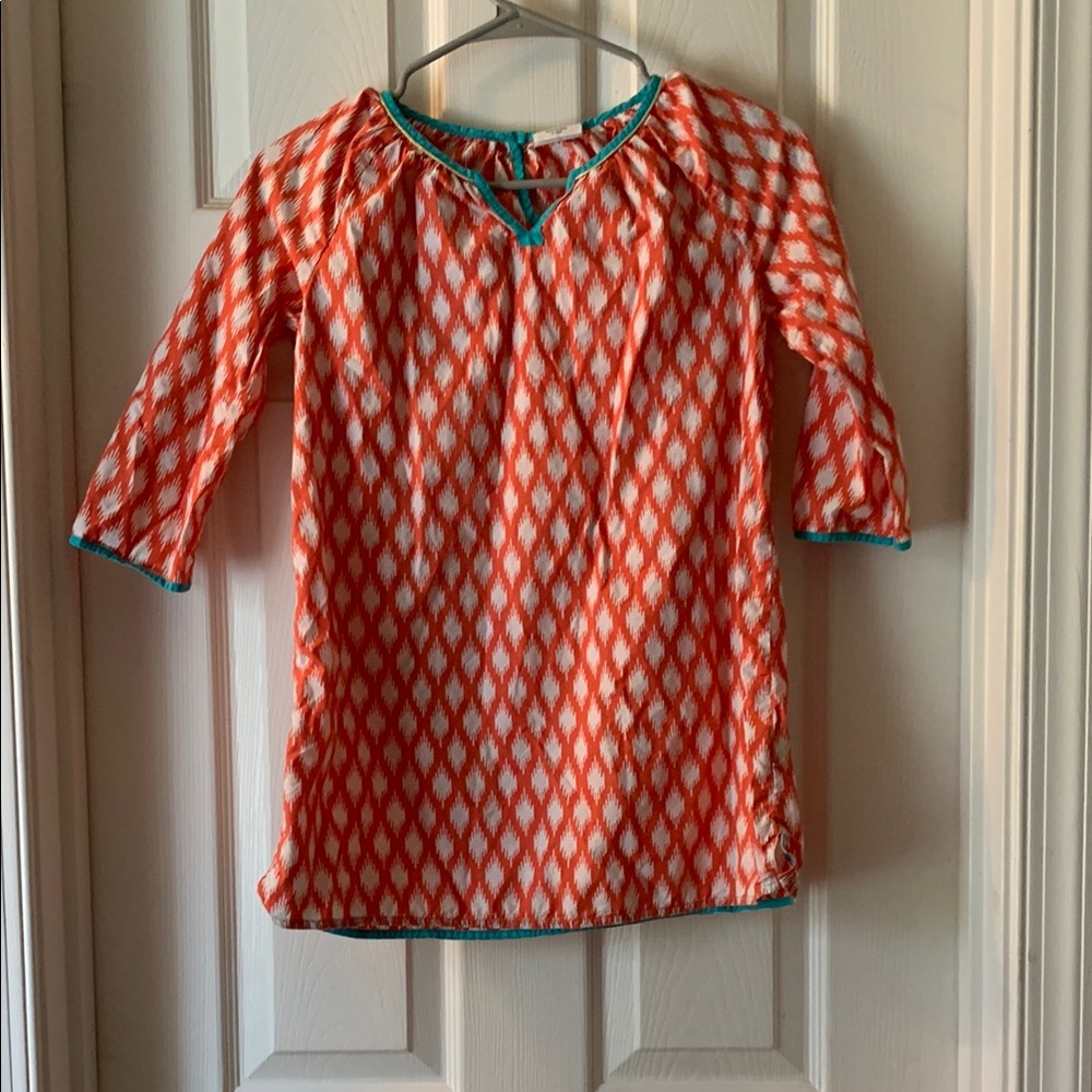 Mini Boden Orange and White Patterned girls swimsuit coverup